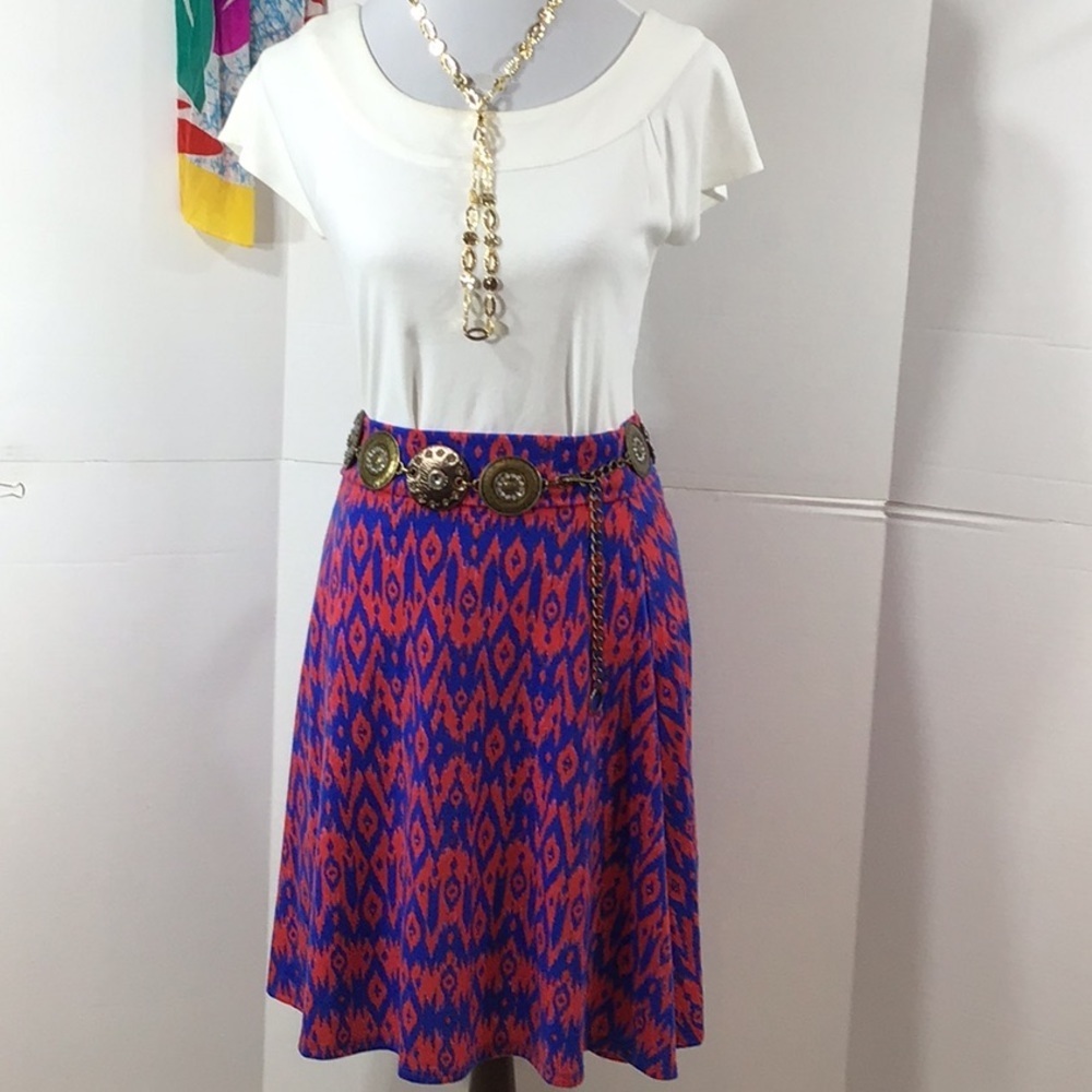 Lularoe Azure red/blue swing skirt M +free top